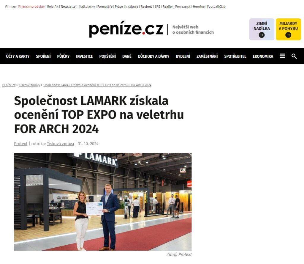 Napsali o nás - Peníze.cz -TOP EXPO 2024