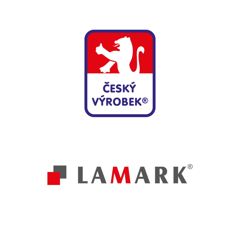 Kompozitní logo společnosti LAMARK a certifikace ČESKÝ VÝROBEK, symbolizující spojení tradice, kvality a moderního českého designu.
