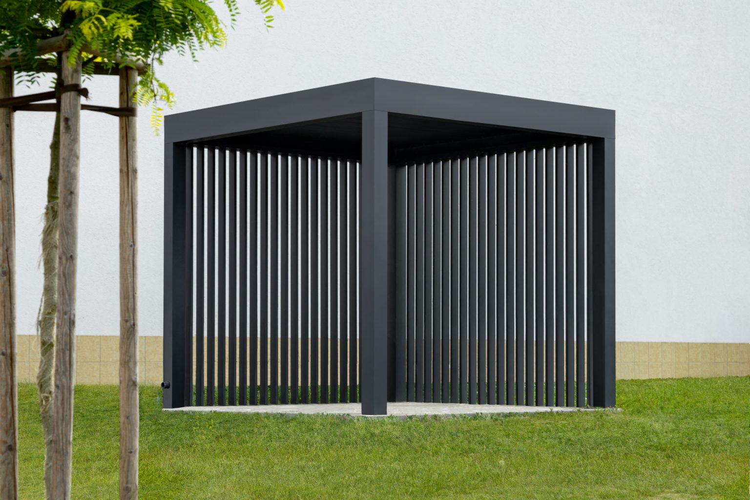 Bioklimatická samostatně stojící pergola LAMARK | Nový Bydžov | Šedá antracitová barva